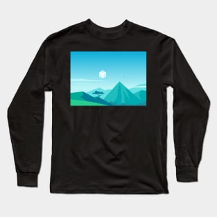 Peaceful Mountains D20 Dice Sun Tabletop RPG Maps and Landscapes Long Sleeve T-Shirt